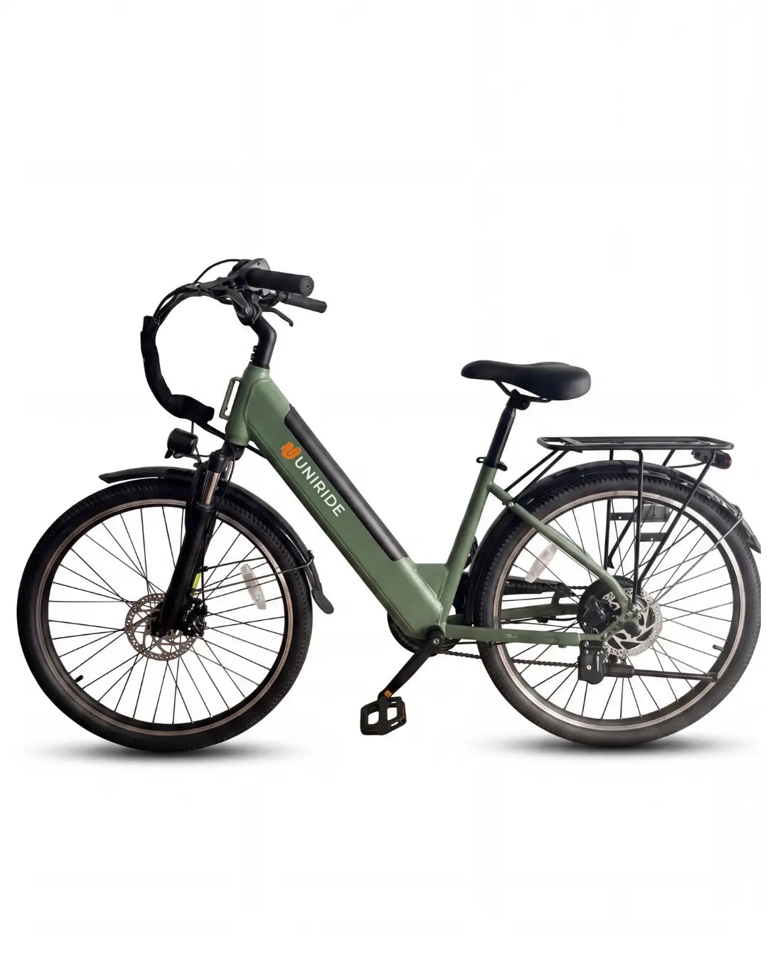 UNIRIDE Urban ST 500 city e-bike verde, vista laterale